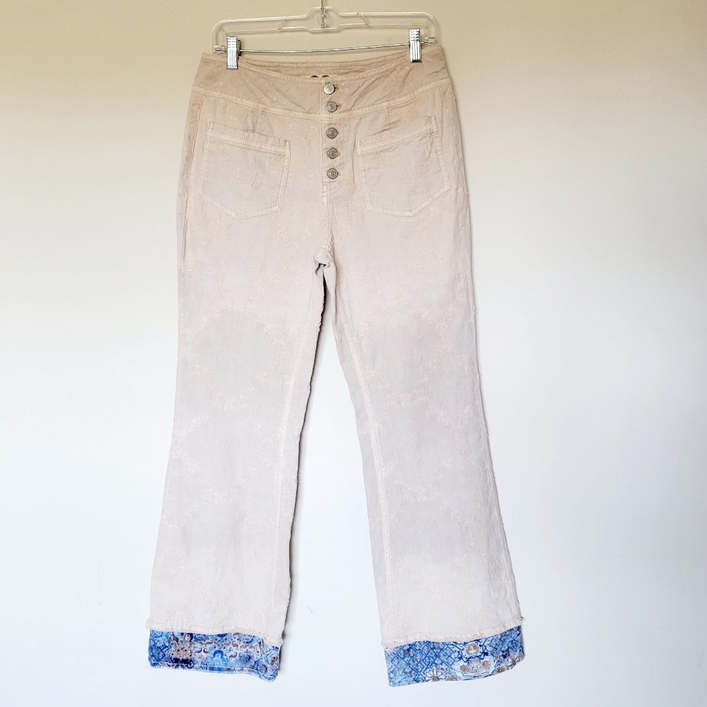 🦋 We the Free Liv Printed Cropped Flared Jeans Ivory